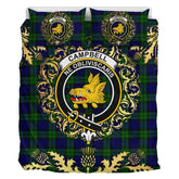 Campbell Modern Tartan Crest Bedding Set - Golden Thistle Style
